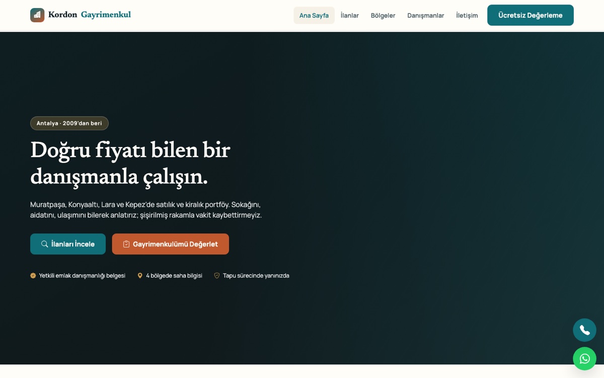 Emlak ve gayrimenkul web sitesi çalışması