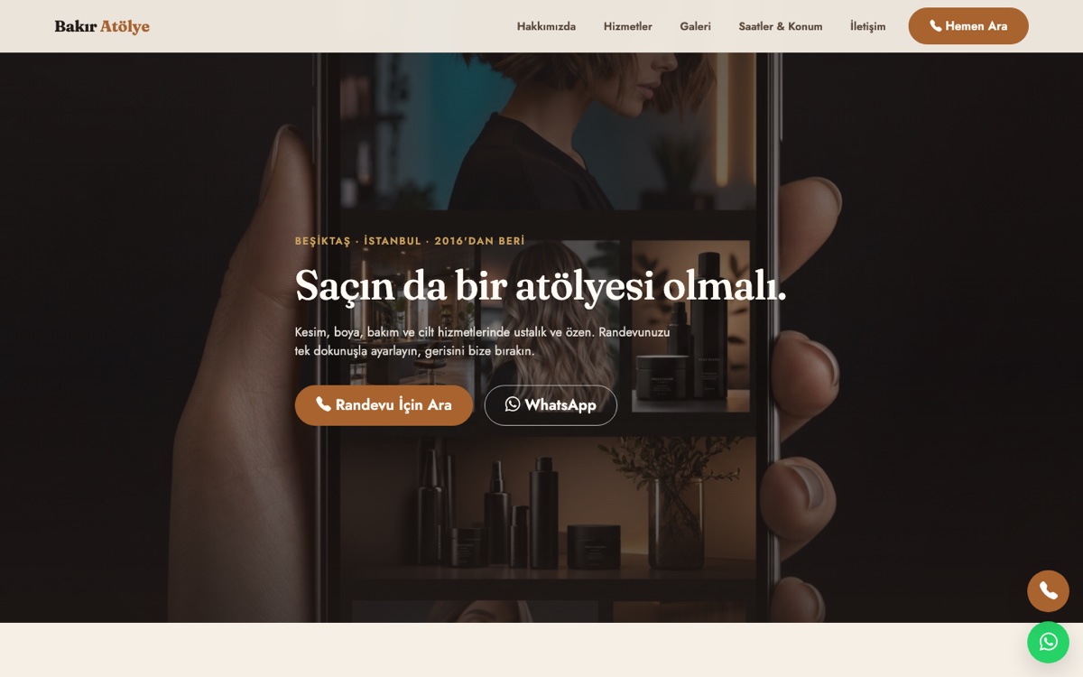 Kuaför ve güzellik salonu web sitesi çalışması