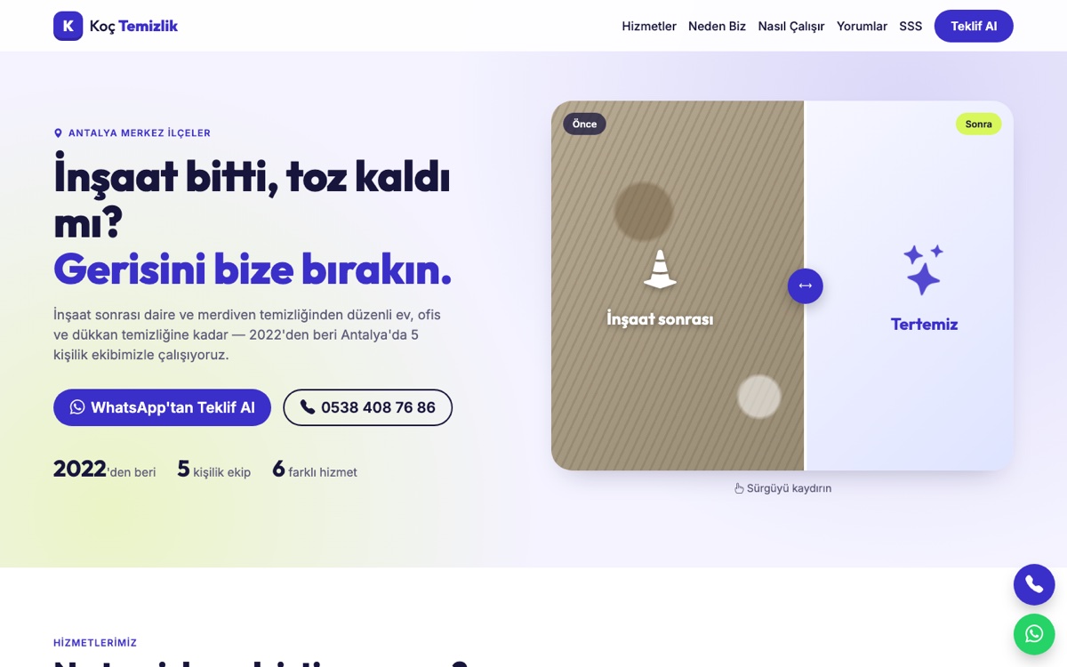 Temizlik hizmetleri web sitesi çalışması